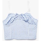Koton Fiyonklu Pötikareli Crop Bluz - Mavi - 6 - 7 Yaş