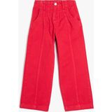 Koton Geniş Paça Cepli Düğme Detaylı Pantolon Kız Çocuk 6 - 7 Yaş Pembe Renkli