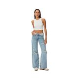 Koton Geniş Paça Yırtık Kot Pantolon Standart Bel Düğmeli - Bianca Wide Leg Jeans