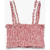 Koton Gipeli Kare Yaka Askılı Pötikare Crop Bluz - Kırmızı - 6 - 7 Yaş