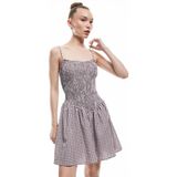 Koton Gipeli U Yaka Pötikareli Askılı Mini Elbise - Kahve - 40