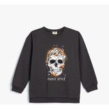 Koton Gri Erkek Çocuk Pamuk Jersey Sweatshirt 9 - 10 Yaş Orta Kalınlık Cepsiz Tasarım