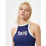 Koton Halter Yaka Atlet Tokyo Baskılı Ribanalı Pamuklu Skinny Fit