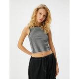 Koton Halter Yaka Kolsuz Tişört Slim Fit Viskon Kumaş - XS - Siyah