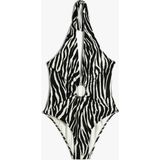 Koton Halter Yaka Mayo Zebra Desenli Derin V Yaka Pencere Detaylı - 36 - Siyah