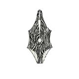 Koton Halter Yaka Mayo Zebra Desenli Derin V Yaka Pencere Detaylı