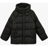 Koton Içi Polar Astarlı Uzun Kollu Fermuarlı Su Itici Kapüşonlu Oversize Şişme Mont - Siyah - 44
