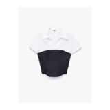 Koton İki Farklı Kumaş Kullanımlı Slim Fit Kısa Kollu Korse Detaylı Gömlek