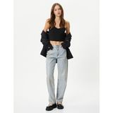 Koton Ince Askılı Crop Atlet Kalp Yaka Slim Fit Ribanalı - Siyah