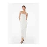 Koton İnce Askılı Fiyonklu Dokulu Bodycon Maxi Elbise