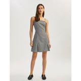 Koton Ince Askılı Kolsuz Ekoseli Bodycon Mini Elbise - Siyah - 42