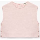 Koton Inci Düğme Detaylı Bisiklet Yaka Kolsuz Crop Tüvit Bluz - Pembe - 7 - 8 Yaş