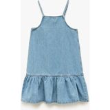Koton Ip Askılı Oversize Pamuklu Pileli Denim Elbise - Mavi - 11 - 12 Yaş
