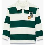 Koton Işleme Detaylı Düğmeli Uzun Kollu Oversize Polo Yaka Sweatshirt - Yeşil - 24 - 36 Ay