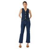 Koton İspanyol Paça Nervürlü Düğmeli Normal Bel Bootcut Jean Pantolon - Kick Flare Jean