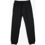 Koton Jogger Eşofman Altı Erkek Çocuk Beli Bağlamalı Şardonlu Lastikli Paça - Siyah - 7 - 8 Yaş