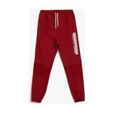 Koton Jogger Eşofman Altı Erkek Çocuk Beli Bağlamalı Şardonlu Örme Kumaş Bordo Renk - 4 - 5 Yaş