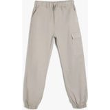 Koton Jogger Kargo Pantolon Beli Lastikli Erkek Çocuk Pamuklu Dokuma Ürün 3 Cep Detaylı - 4 - 5 Yaş - Gri - Regular