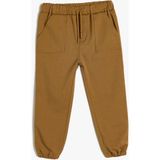 Koton Jogger Pantolon Beli Bağlamalı Cepli Erkek Çocuk 3 - 4 Yaş Kahve Renkli Rahat Model