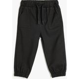 Koton Jogger Pantolon Beli Bağlamalı Cepli Erkek Çocuk İçin Rahat Kalıp Polyester Karışımlı - 9 - 12 Ay - Siyah - Relax Fit