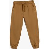 Koton Jogger Pantolon Beli Bağlamalı Erkek Çocuk Pamuklu Cepli Kahve Renkli Model - 6 - 7 Yaş