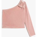 Koton Kadife Bluz Tek Omuz Fiyonk Detaylı Uzun Kollu - Pembe - 13 - 14 Yaş