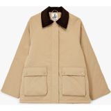 Koton Kadife Yaka Uzun Kollu Cep Detaylı Oversize Anorak Ceket - 34 - Kahve