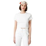Koton Kadın Bisiklet Yaka Kısa Kollu Crop T-shirt