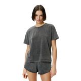 KOTON Kadın Bisiklet Yaka Oversize Kısa Kollu Tişört Tişört, Gri (031), Xs