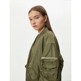 Koton Kadın Bomber Ceket Yeşil Kapaklı Çift Cep Dik Yaka Uzun Kollu Modern Stil - 34