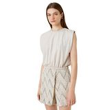 Koton Kadın Crop Bluz Vatkalı Kolsuz Beli Lastikli Bej, M