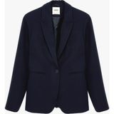 Koton Kadın Düğmeli Cepli Geniş Yaka Krep Blazer Ceket Polyester Karışımlı Regular Fit - 40 - Lacivert