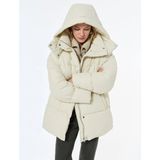 Koton Kadın Ekru Oversize Uzun Kollu Fermuarlı Su Itici Çıkarılabilir Kapüşonlu Şişme Mont - 38