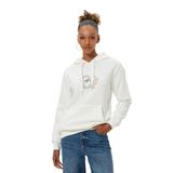Koton Kadın Kapüşonlu Uzun Kollu Cep Detaylı Kedi Baskılı Sweatshirt XL Ekru (010)