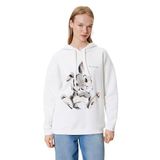 Koton Kadın Kapüşonlu Uzun Kollu Disney Lisanslı Baskılı Sweatshirt, Ekru (010), M