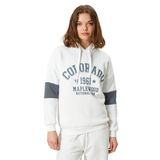 Koton Kadın Kapüşonlu Uzun Kollu Kolej Baskılı Sweatshirt, Ekru (010), M