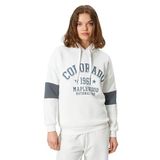 Koton Kadın Kapüşonlu Uzun Kollu Kolej Baskılı Sweatshirt, Ekru (010), S
