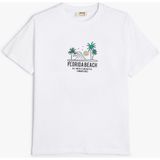 Koton Kadın Kısa Kollu Florida Şehir Baskılı Pamuklu T-Shirt Günlük Tarz - 7 - 8 Yaş - Beyaz
