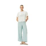 KOTON Kadın Kısa Kollu Pijama Takımı Bisiklet Yaka Düz Paça Viskon, Ekru (010), 40