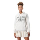 Koton Kadın Kolej Kapşonlu Sweatshirt Kanguru Cepli Rahat Kesim, Bej Melanj, XS