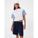 Koton Kadın Kumaş Detaylı Bisiklet Yaka T-Shirt 4SAL11138IK - Ekru
