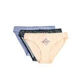 KOTON Kadın Normal Bel Çiçek Baskılı 3'lü Brief Külot, İndigo Desenli, XS