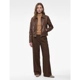 Koton Kadın Regular Fit Fermuarlı Cepli Suni Deri Crop Ceket Kahverengi - 38