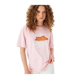 Koton Kadın T-Shirt, Bisiklet Yaka, Kedi Baskılı, Kısa Kol, Pembe, XL
