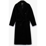 Koton Kadın Uzun Kollu Düğmeli Kruvaze Kemerli Kaşe Kaban Polyester Siyah Regular Fit - 42
