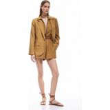 Koton Kadın x Sima Tarkan - Uzun Kollu Kapaklı Cep Detaylı Kruvaze Blazer Ceket 5SAK50013EW - 38 - Zeytin