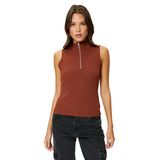 Koton Kadın Yarım Fermuarlı Atlet Hafif Dik Yaka Slim Fit, Kiremit (996), L