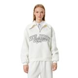 Koton Kadın Yarım Fermuarlı Uzun Kollu Kolej Baskılı Sweatshirt, Ekru (010), XS