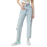 KOTON Kadın Yüksek Bel Kot Pantolon Düz Paça - Eve Jean, Bleach (Bch), 28W / 32L