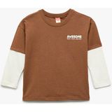 Koton Kahverengi Erkek Bebek Sweatshirt Kısa Kol Düz Desenli 9 - 12 Ay Günlük Giyim